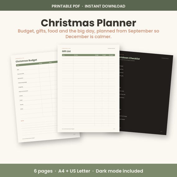 Christmas planner printable