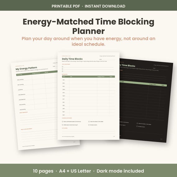 Energy Matched Time Blocking Planner